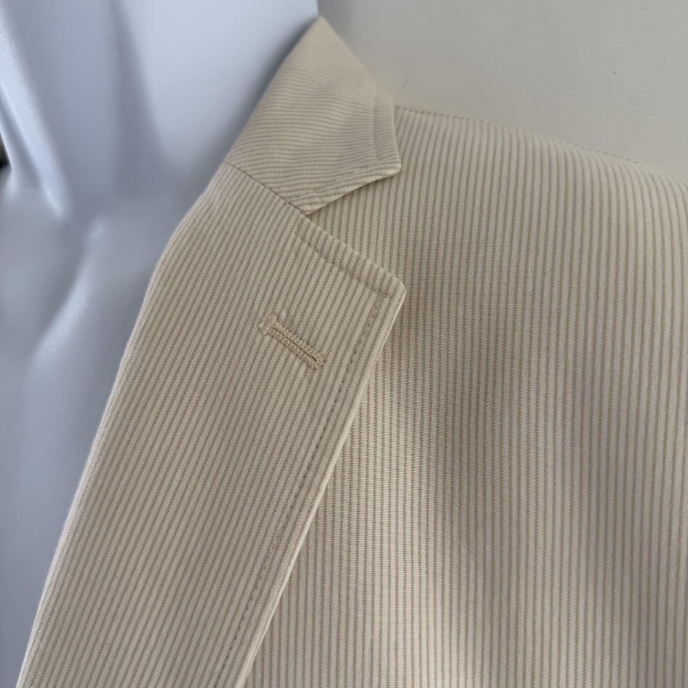 Calvin Klein Cream Pinstripe Cotton Blazer Sport Coat Jacket Men's 46R Coastal - Picture 4 of 16